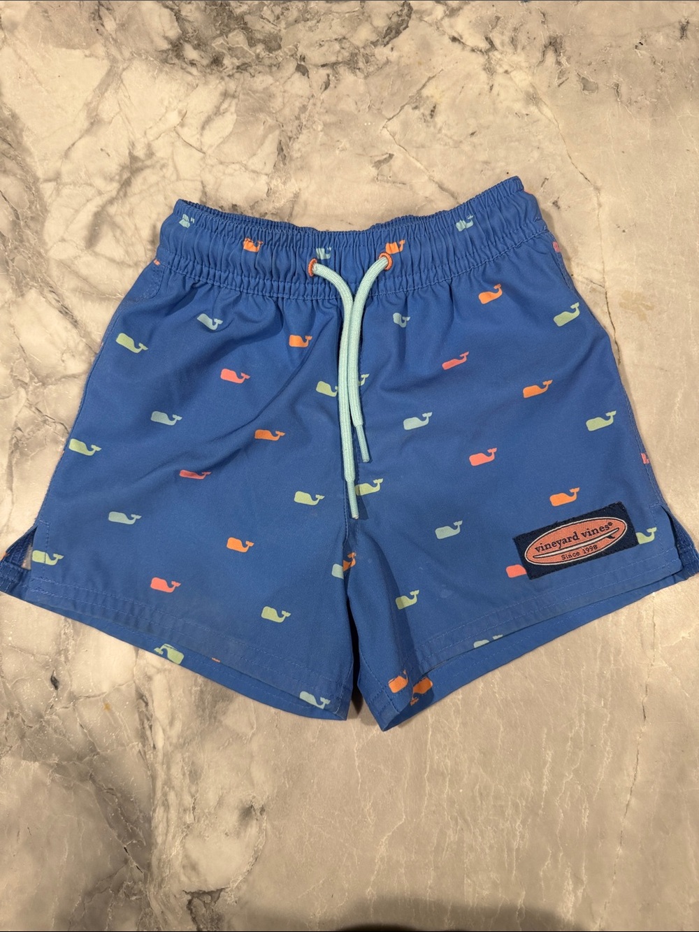 Vineyard Vines Royal Blue Whale-Print Swim Shorts